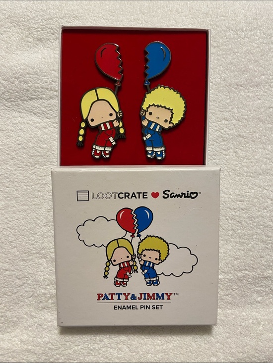 Sanrio Accessories - Sanrio Patty & Jimmy Enamel Pin Set - Red & Blue